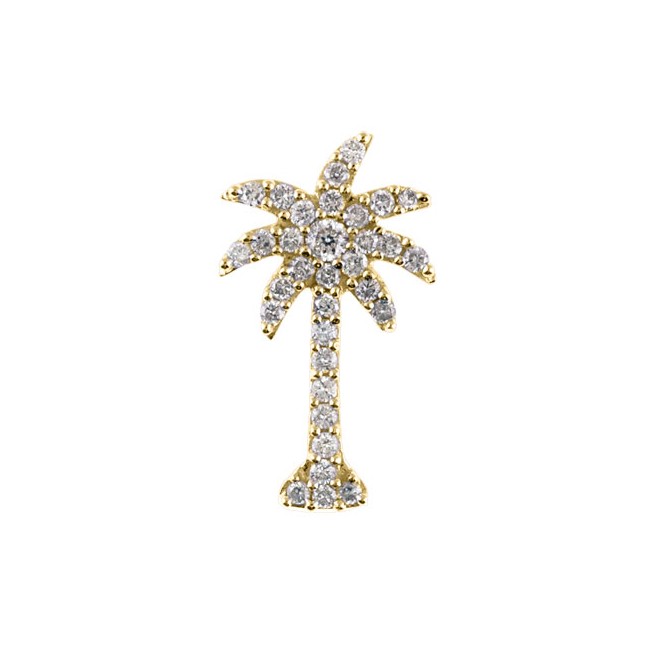 14K Yellow Gold .50 Ct Diamond Palm Tree Pendant