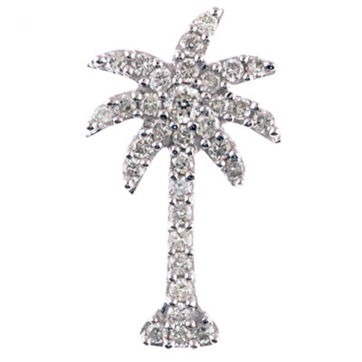 14K White Gold .50 Ct Diamond Palm Tree Pendant