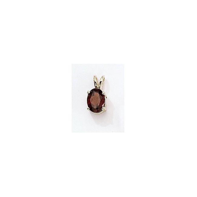 14K Yellow Gold Oval Garnet Pendant