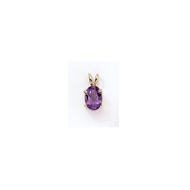 14K Yellow Gold Oval Amethyst Pendant