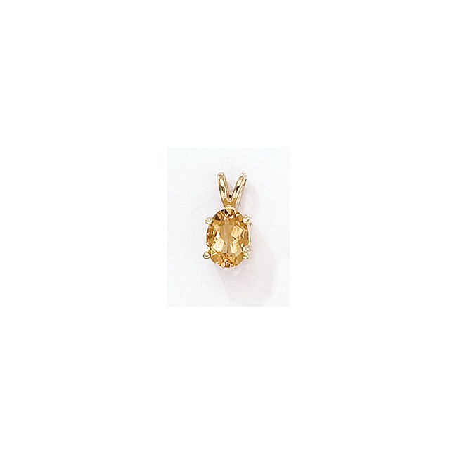 14K Yellow Gold Oval Citrine Pendant