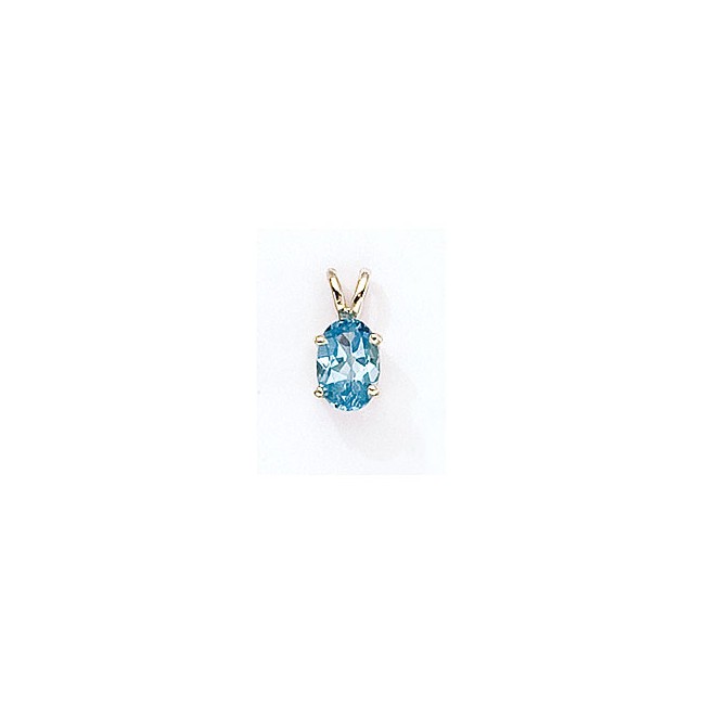 14K Yellow Gold Oval Blue Topaz Pendant