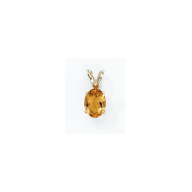 14K Yellow Gold Oval Citrine Pendant