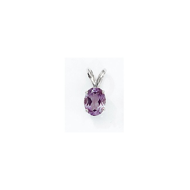 14K White Gold Oval Amethyst Pendant