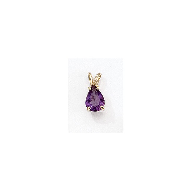 14K Yellow Gold Pear Amethyst Pendant