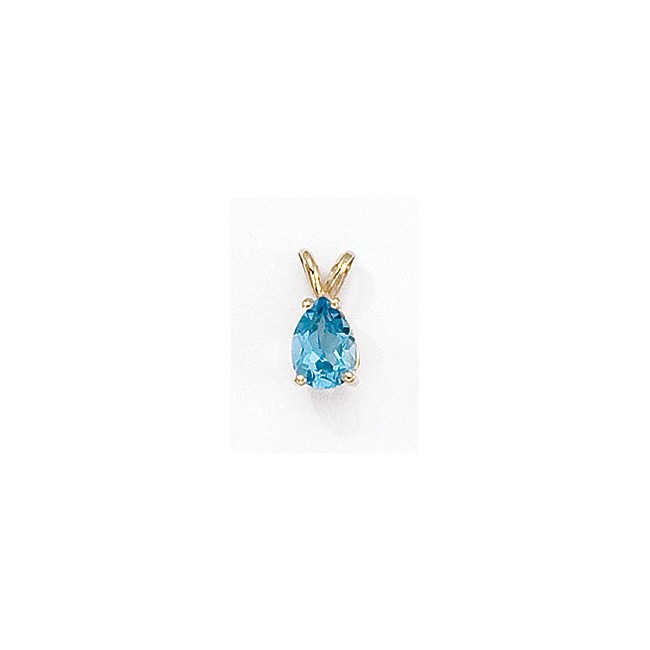 14K Yellow Gold Pear Blue Topaz Pendant