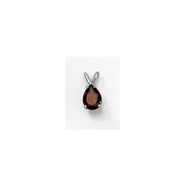 14K White Gold Pear Garnet Pendant