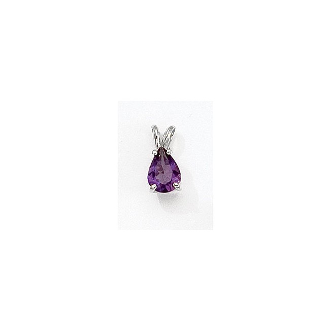 14K White Gold Pear Amethyst Pendant