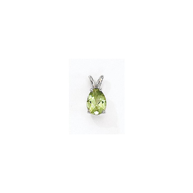 14K White Gold Pear Peridot Pendant