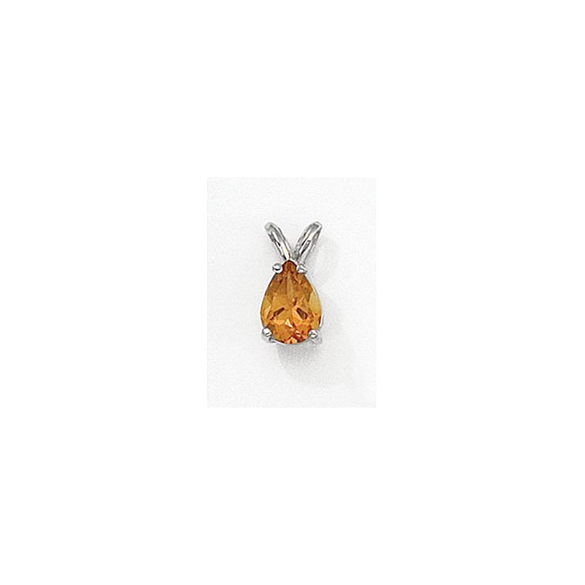 14K White Gold Pear Citrine Pendant