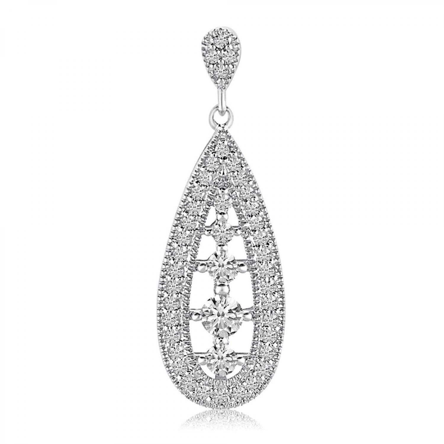 14K White Gold .25 Ct Diamond Teardrop Pendant