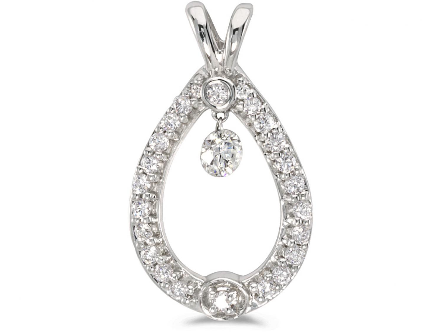 14K White Gold Diamond Dashing Diamonds Pendant