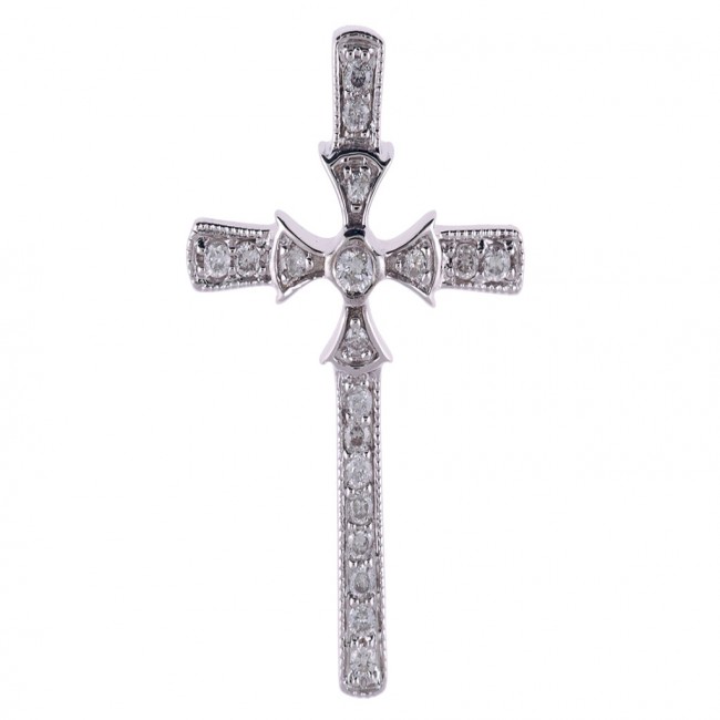 14K Yellow Gold Byzantine Grand Diamond Cross