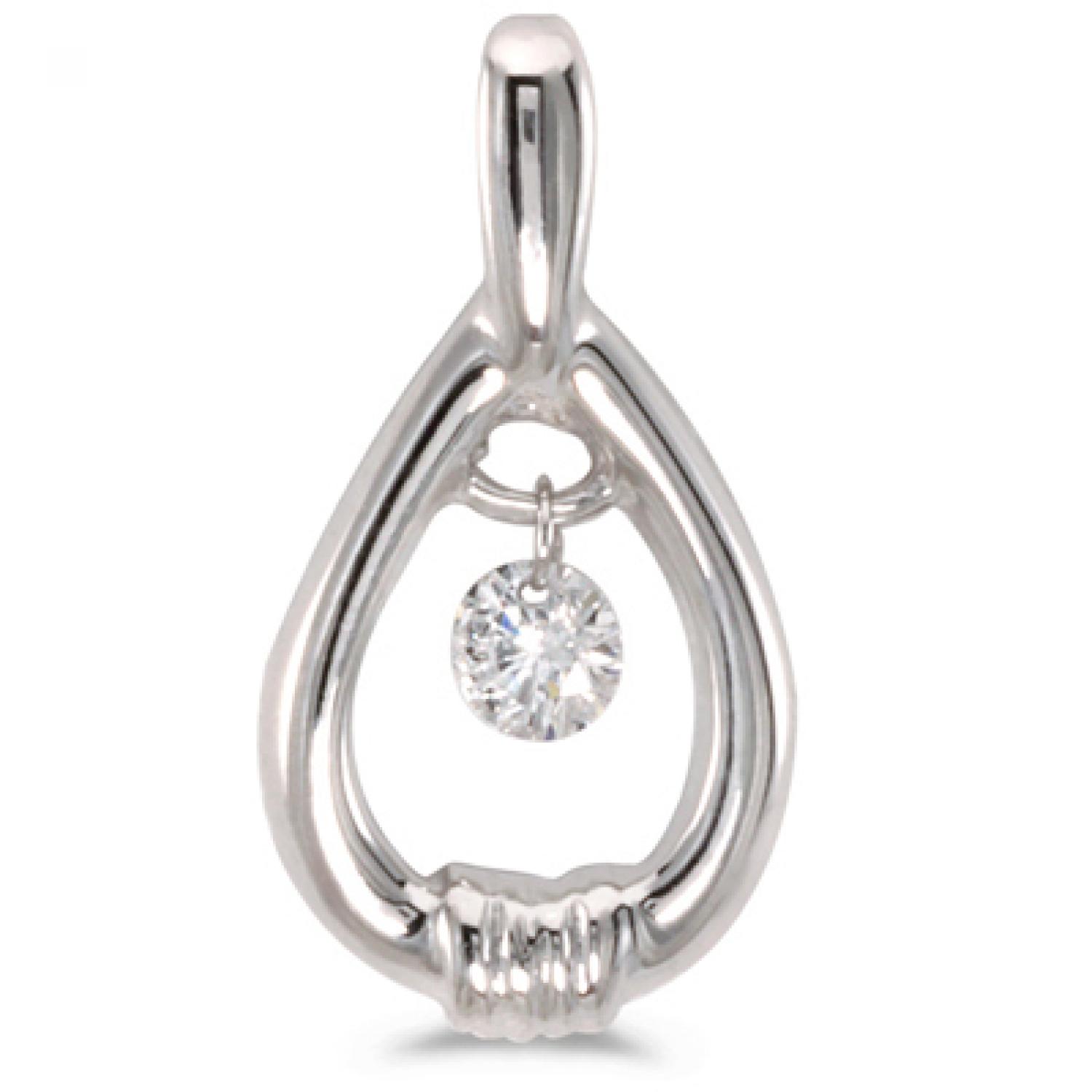 14K White Gold Diamond Dashing Diamonds Pendant