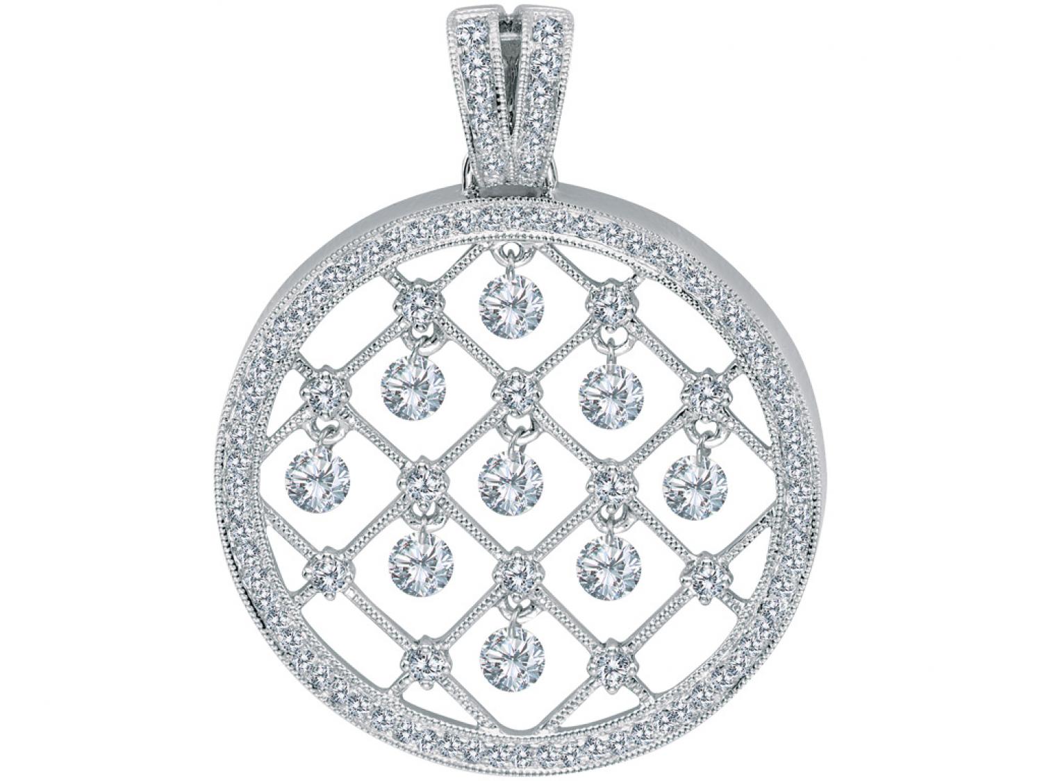 14K White Gold Diamond Dashing Diamonds Pendant