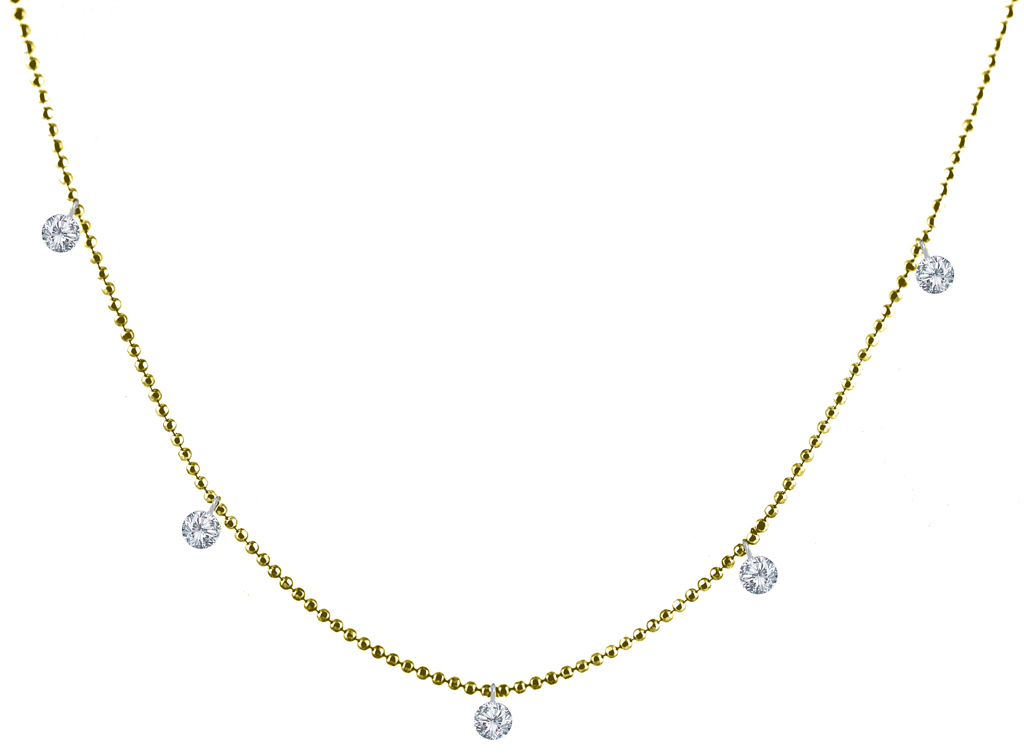 14K Yellow Gold Diamond Dashing Diamond 18 inch Necklace
