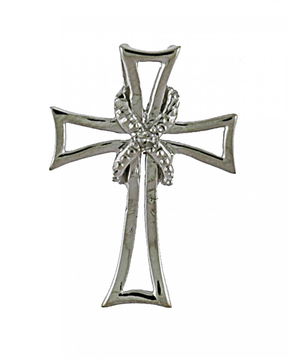 14K White Gold Diamond Cross Pendant