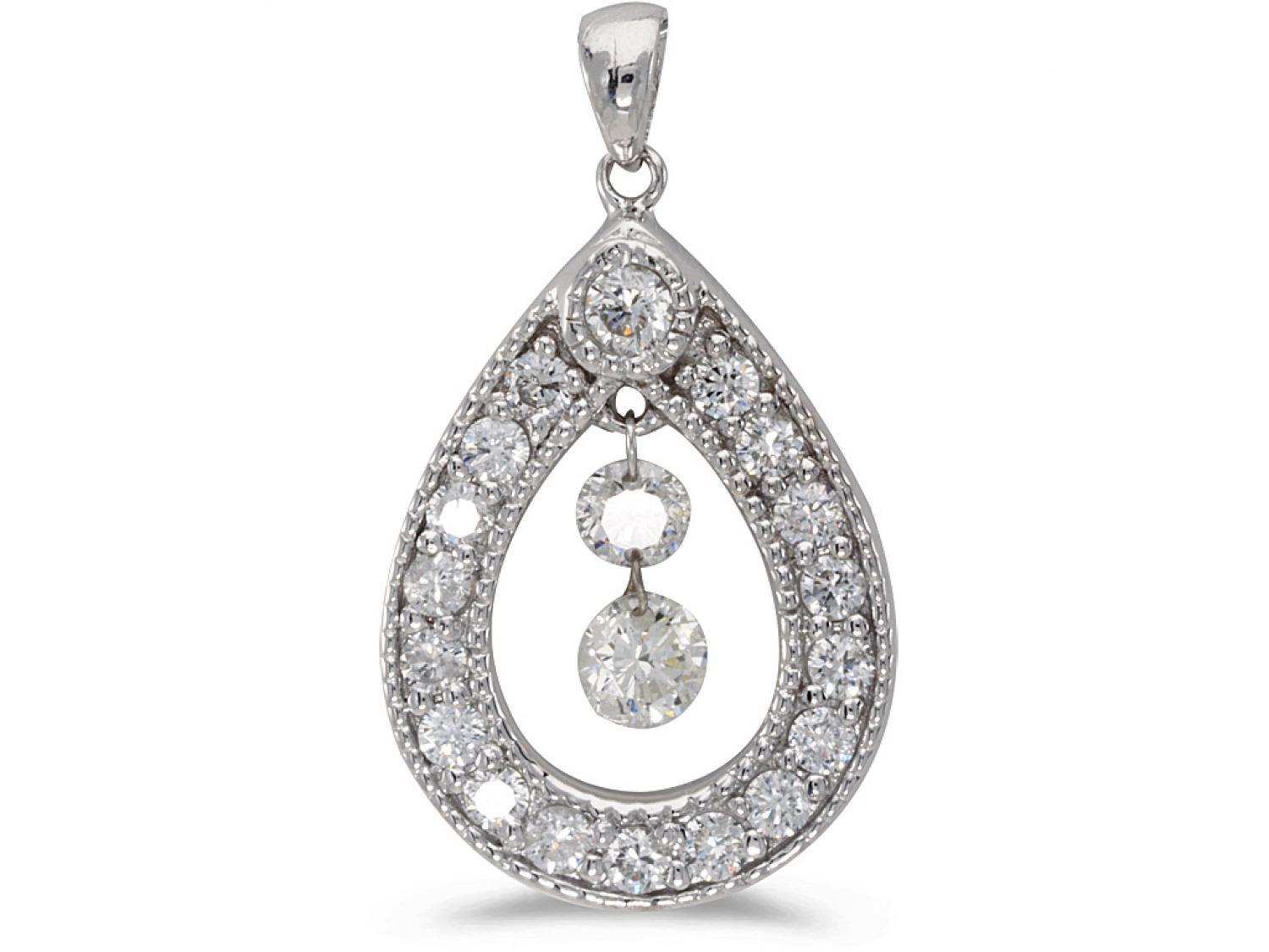 14K White Gold Diamond Dashing Diamonds Pendant