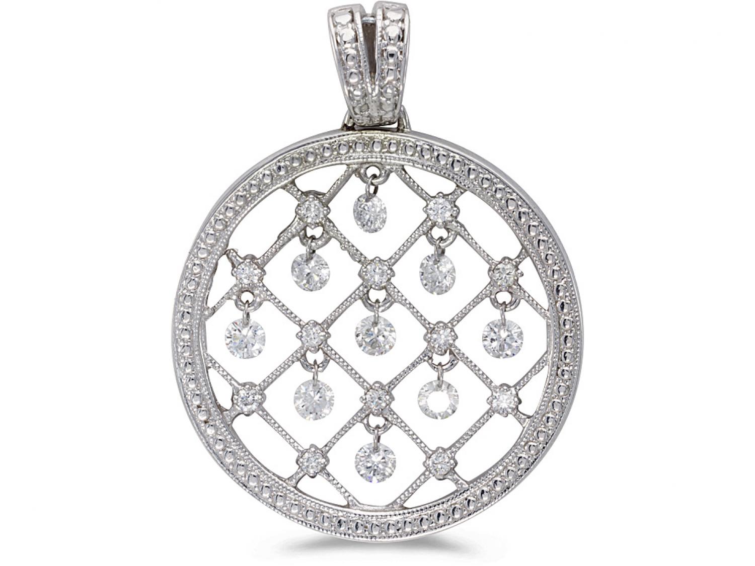 14K White Gold Diamond Dashing Diamonds Pendant