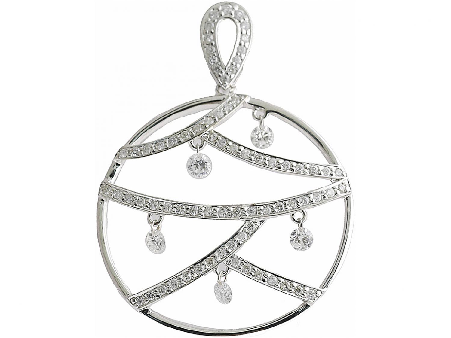 14K White Gold Diamond Dashing Diamonds Pendant
