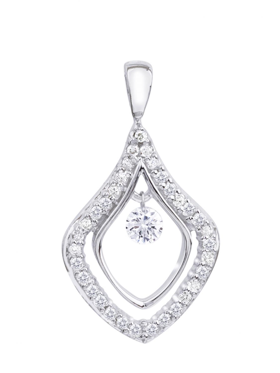 14K White Gold Diamond Dashing Diamonds Pendant