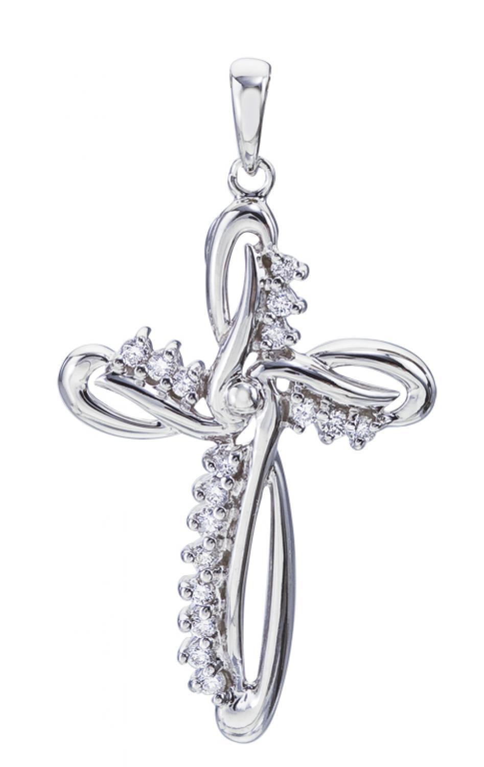 14k White Gold Flowing Diamond Cross