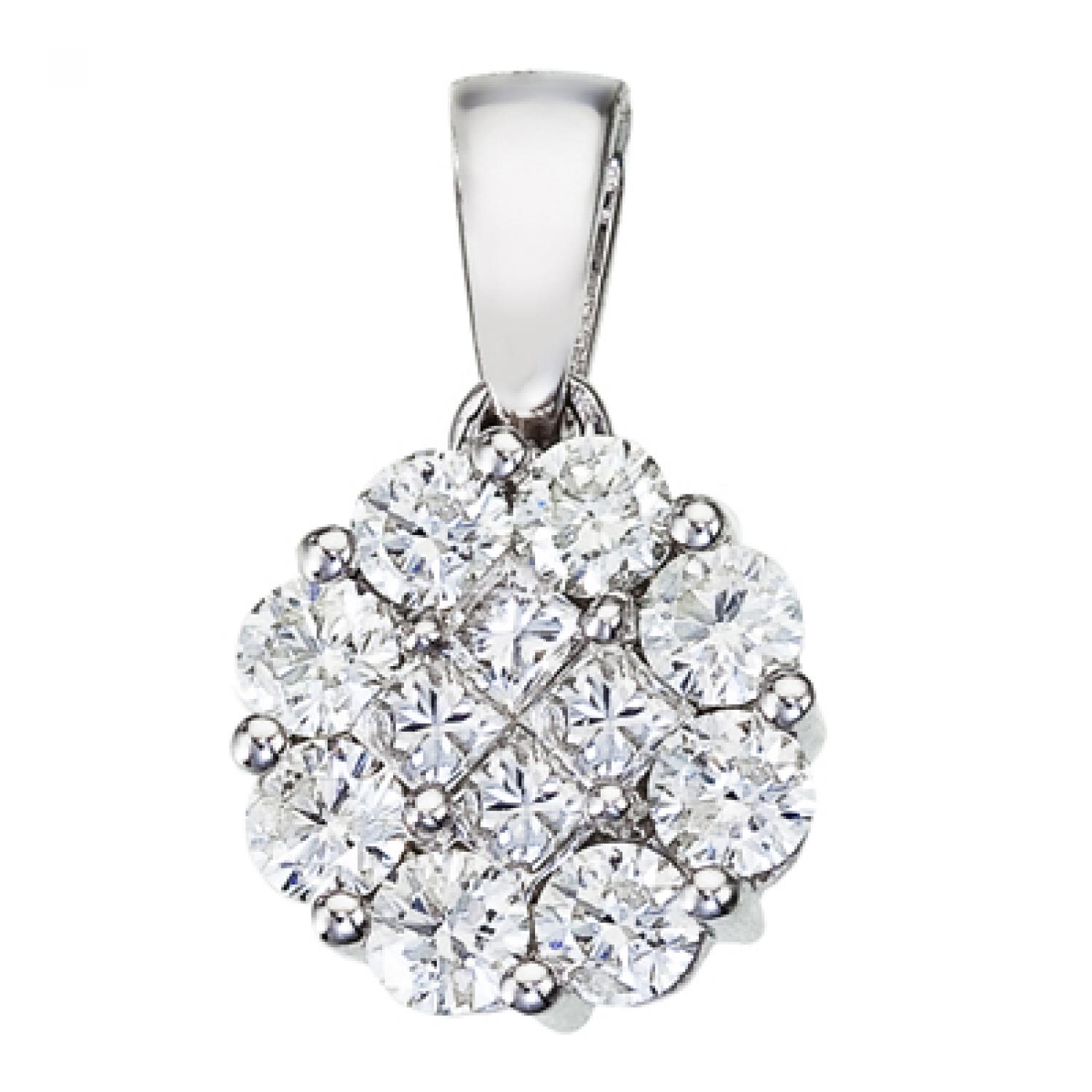 14K White Gold Diamond Clustaire Pendant