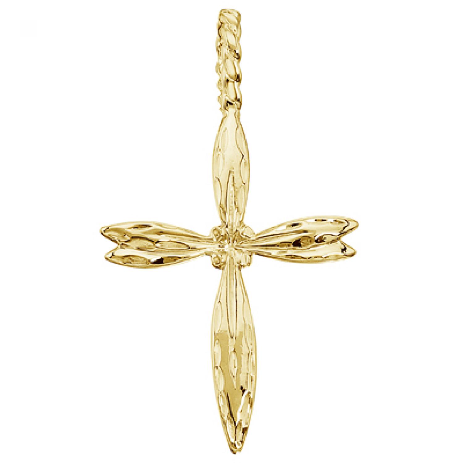 14K Yellow Gold Braided Cross Pendant