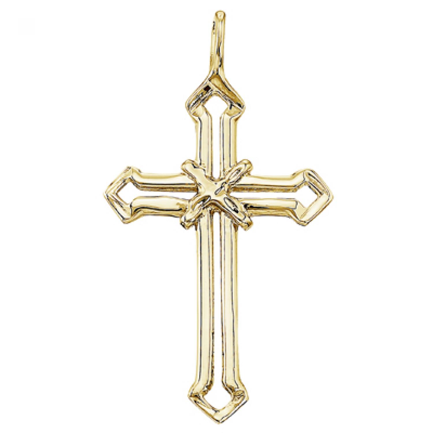 14K Yellow Gold Open Cross Pendant