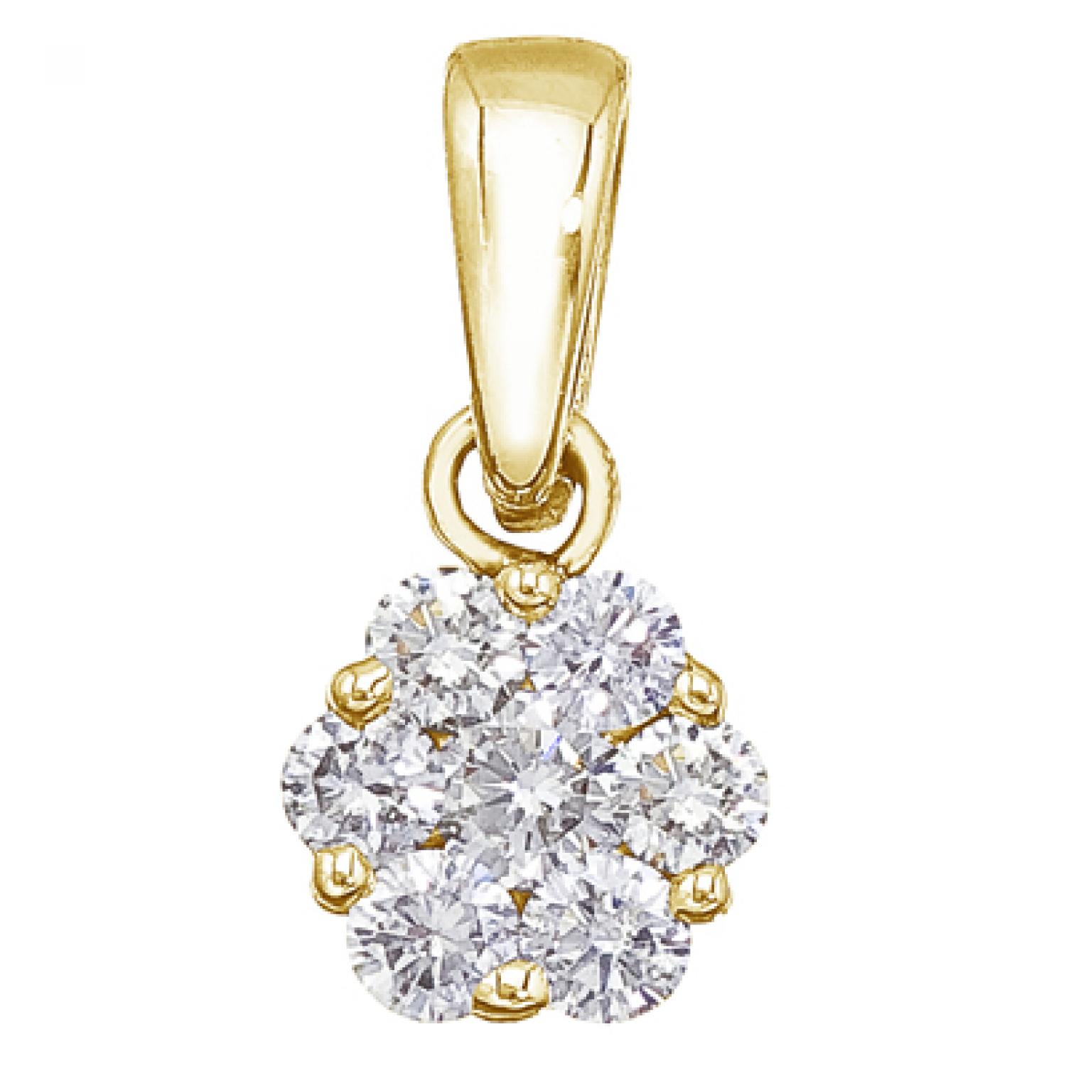 14K Yellow Gold .50 Ct Diamond Cluster Pendant