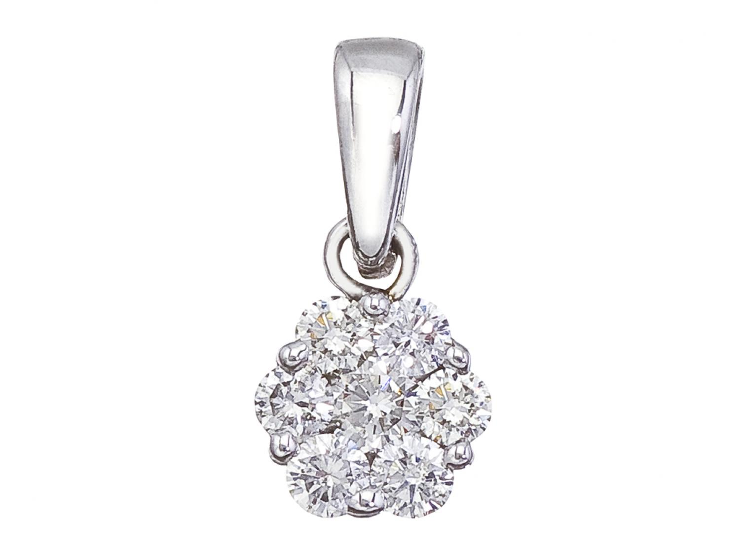 14K White Gold .50 Ct Cluster Diamond Pendant