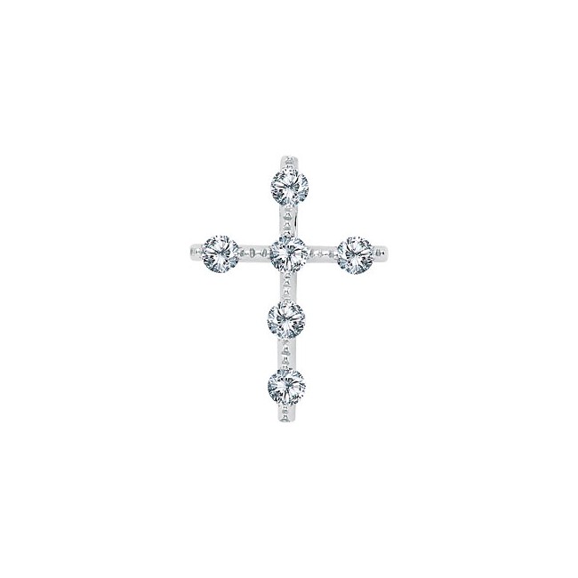 14K White Gold Diamond Cross Pendant