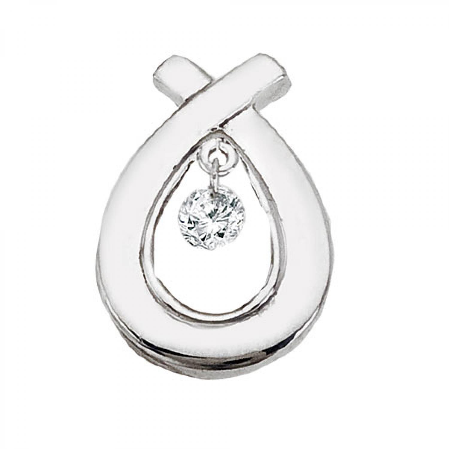 14K White Gold .10 Ct Dashing Diamonds Bow Pendant