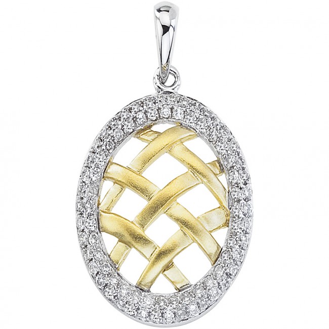 14k Two Tone Diamond Weave Pendant