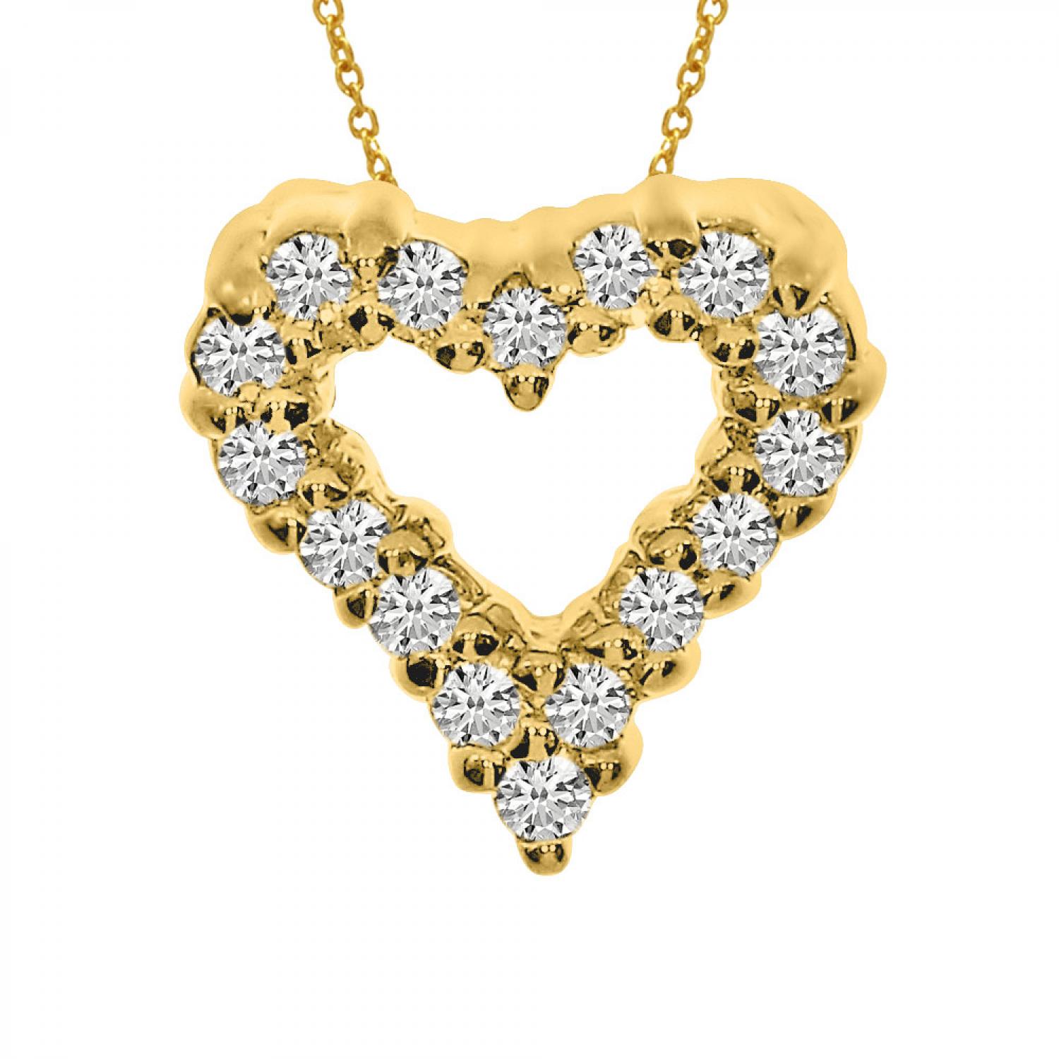 14K Yellow Gold Diamond Heart Pendant