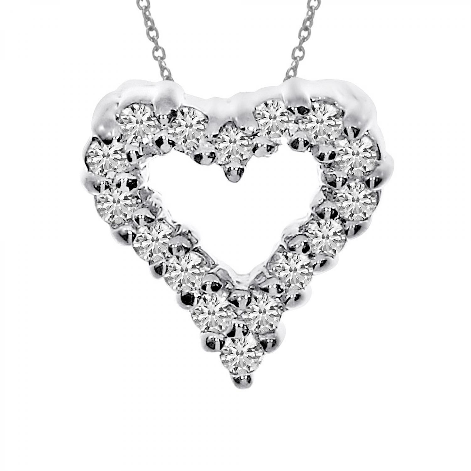 14K White Gold Diamond Heart Pendant