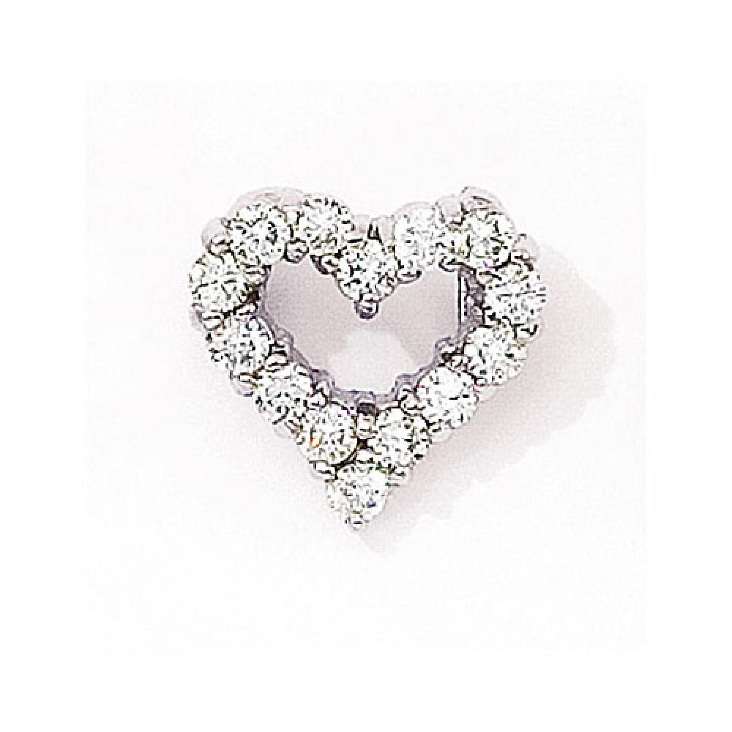 14K White Gold Diamond Heart Pendant