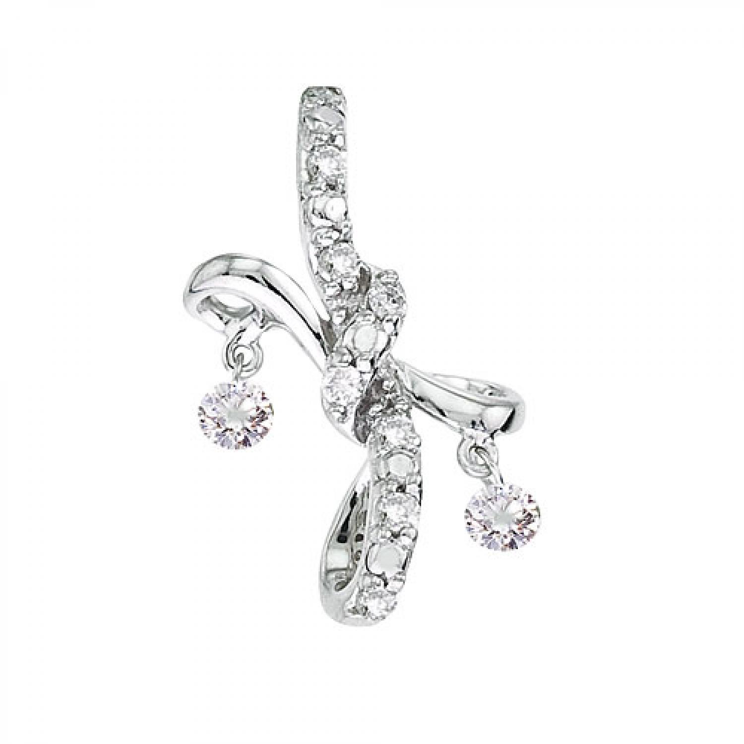 14K White Gold .17 Ct Double Dashing Diamonds Pendant