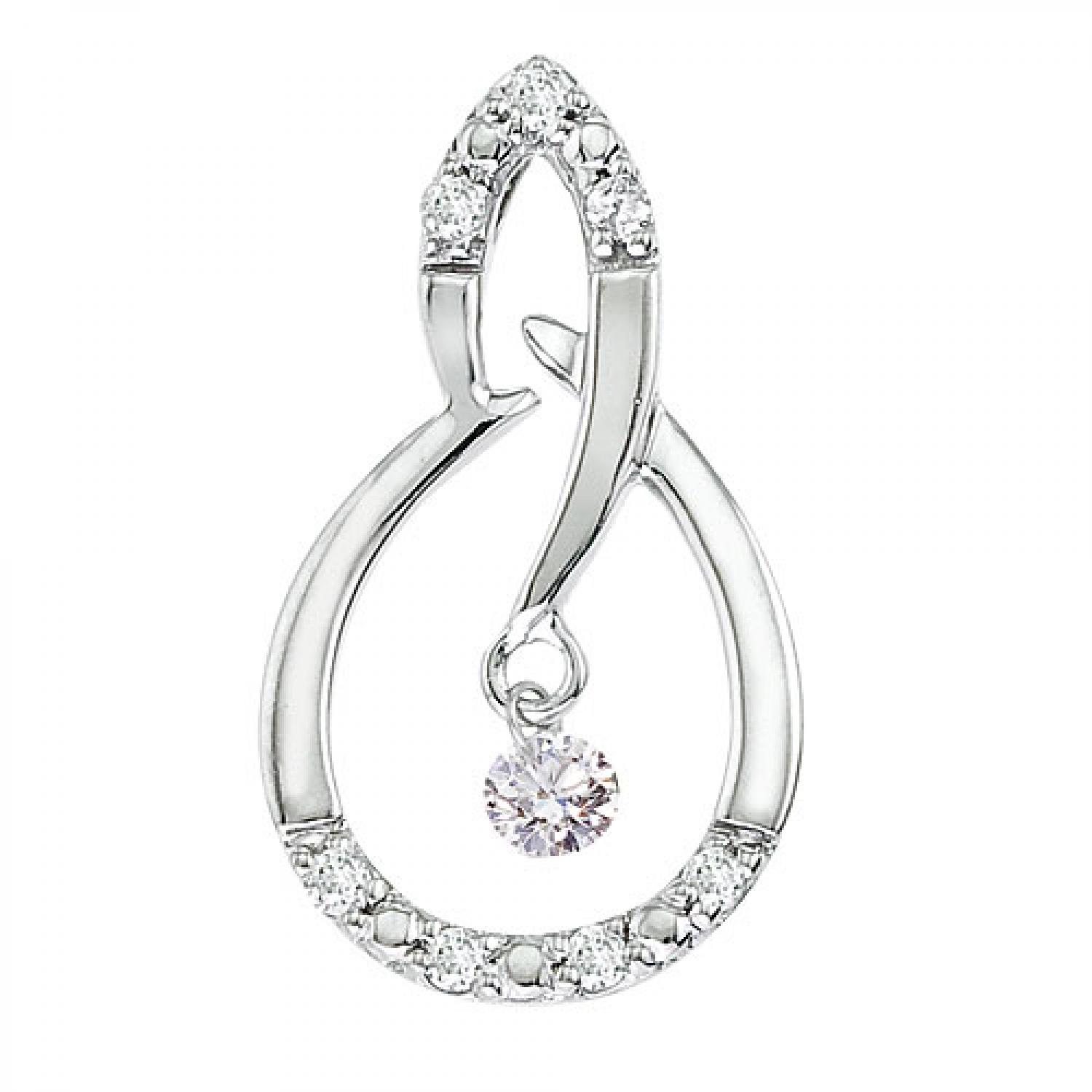 14K White Gold .15 Ct Flowing Dashing Diamonds Pendant