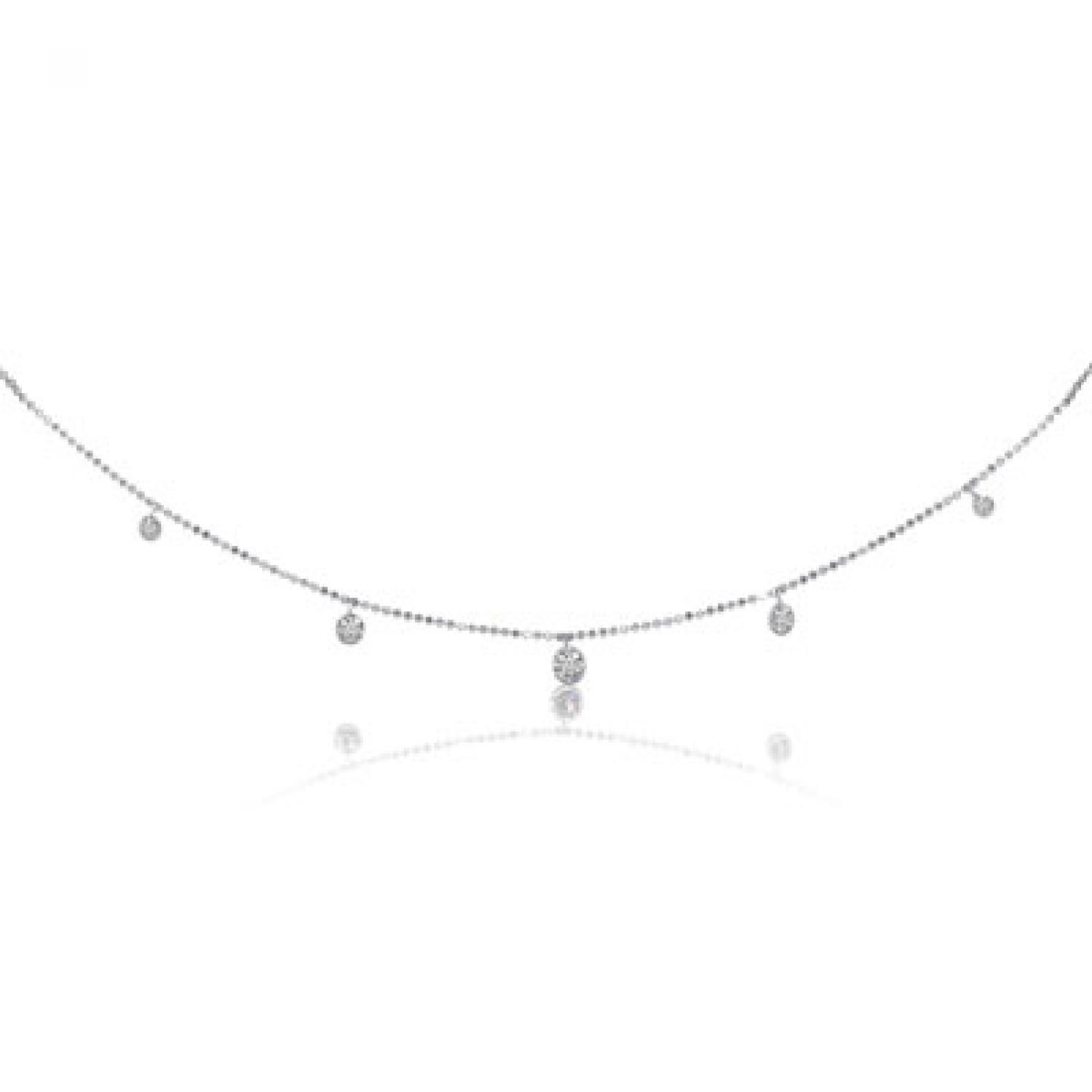 14K White Gold 18 inch Graduated Diamond Dashing Diamonds Necklace
