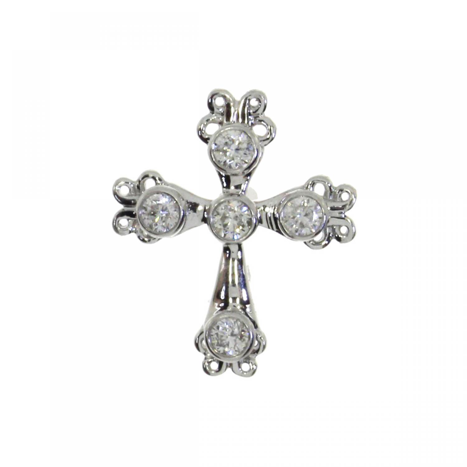 14K White Gold .25 Ct Diamond Bezel Fashion Cross