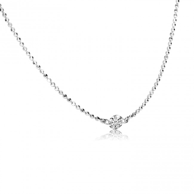 14K White Gold Single Dashing Diamond .15 ct 16 inch Necklace