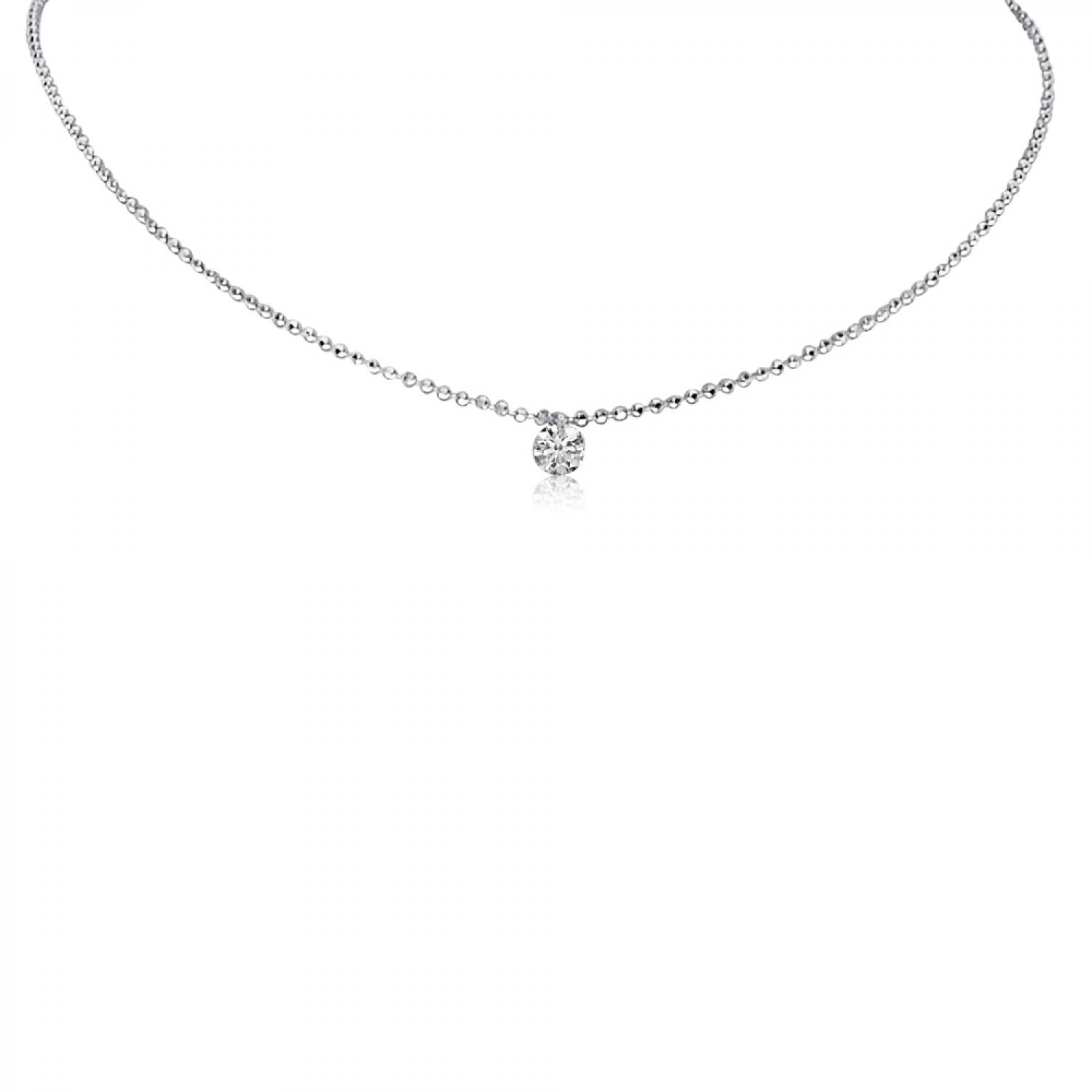 14K White Gold 18 inch Single .15 ct Pierced Diamond Dashing Diamond Necklace