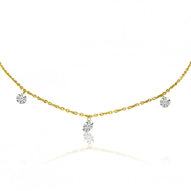 14K Yellow Gold Graduated Diamond By the Yard .55 Ct Necklace