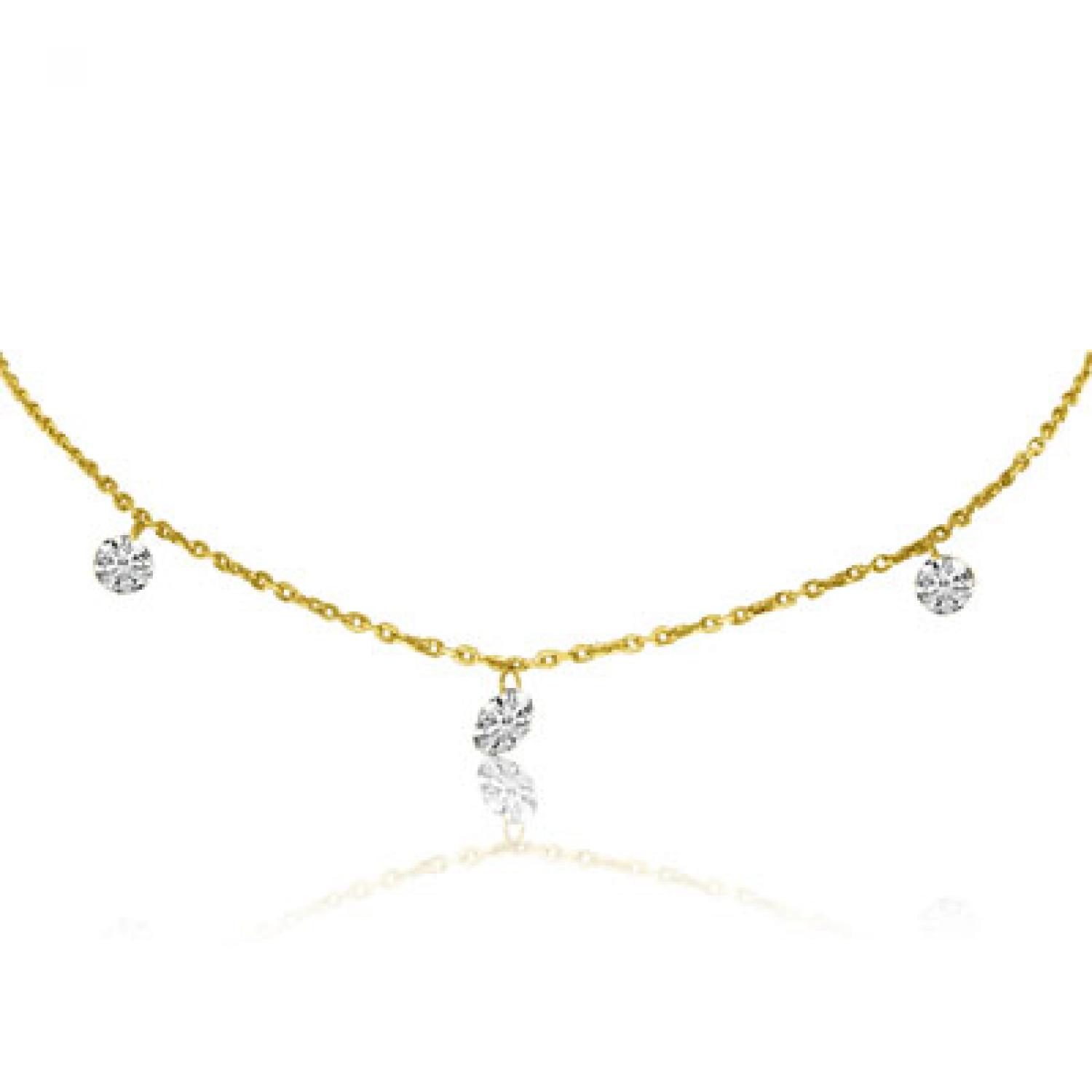 14K Yellow Gold Graduated Diamond By the Yard .55 Ct Necklace