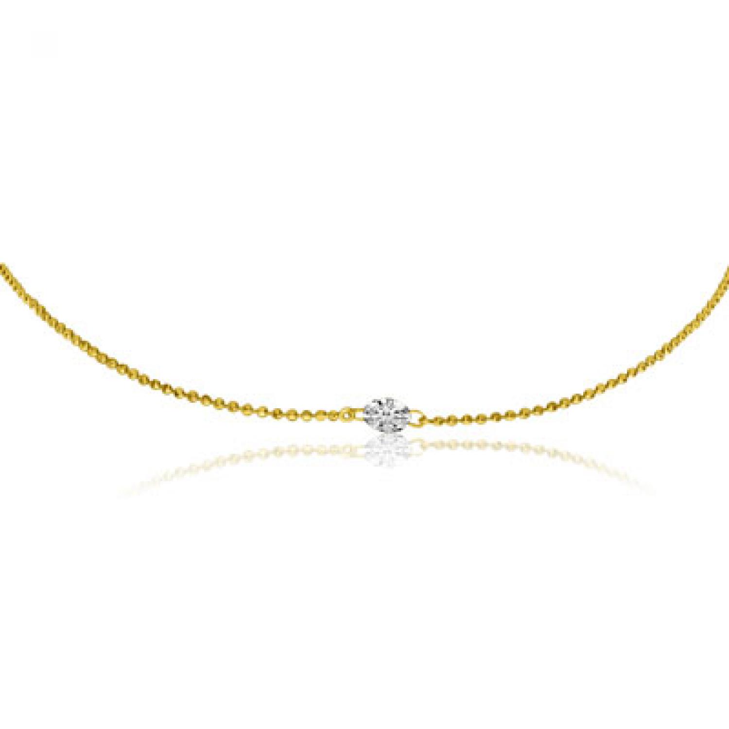 14K Yellow Gold 16 inch Single .25 Ct Diamond by the Yard Dashing Diamond Necklace