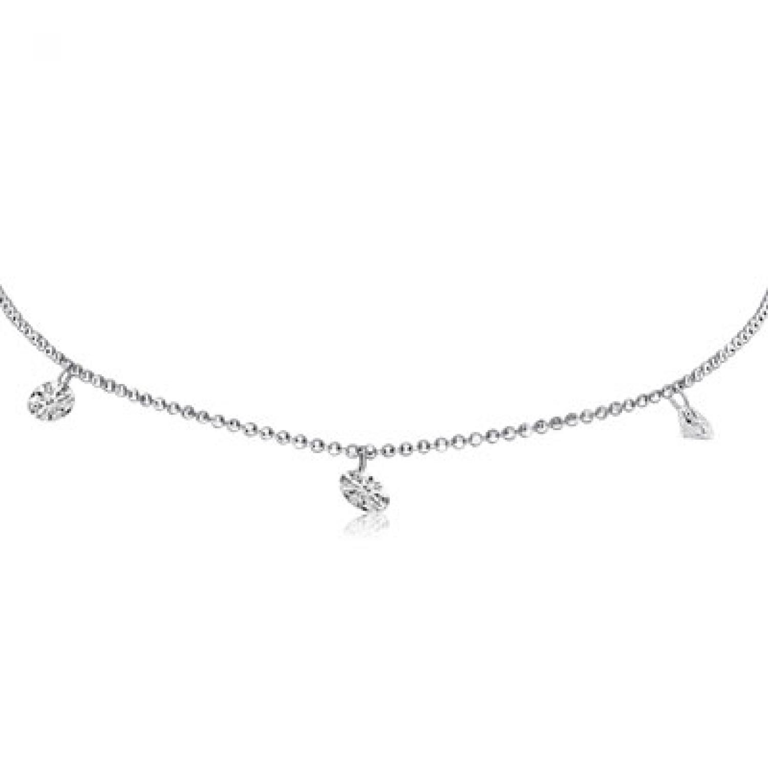 14K White Gold 3 Stone .55 Ct Dashing Diamond 18 inch Necklace