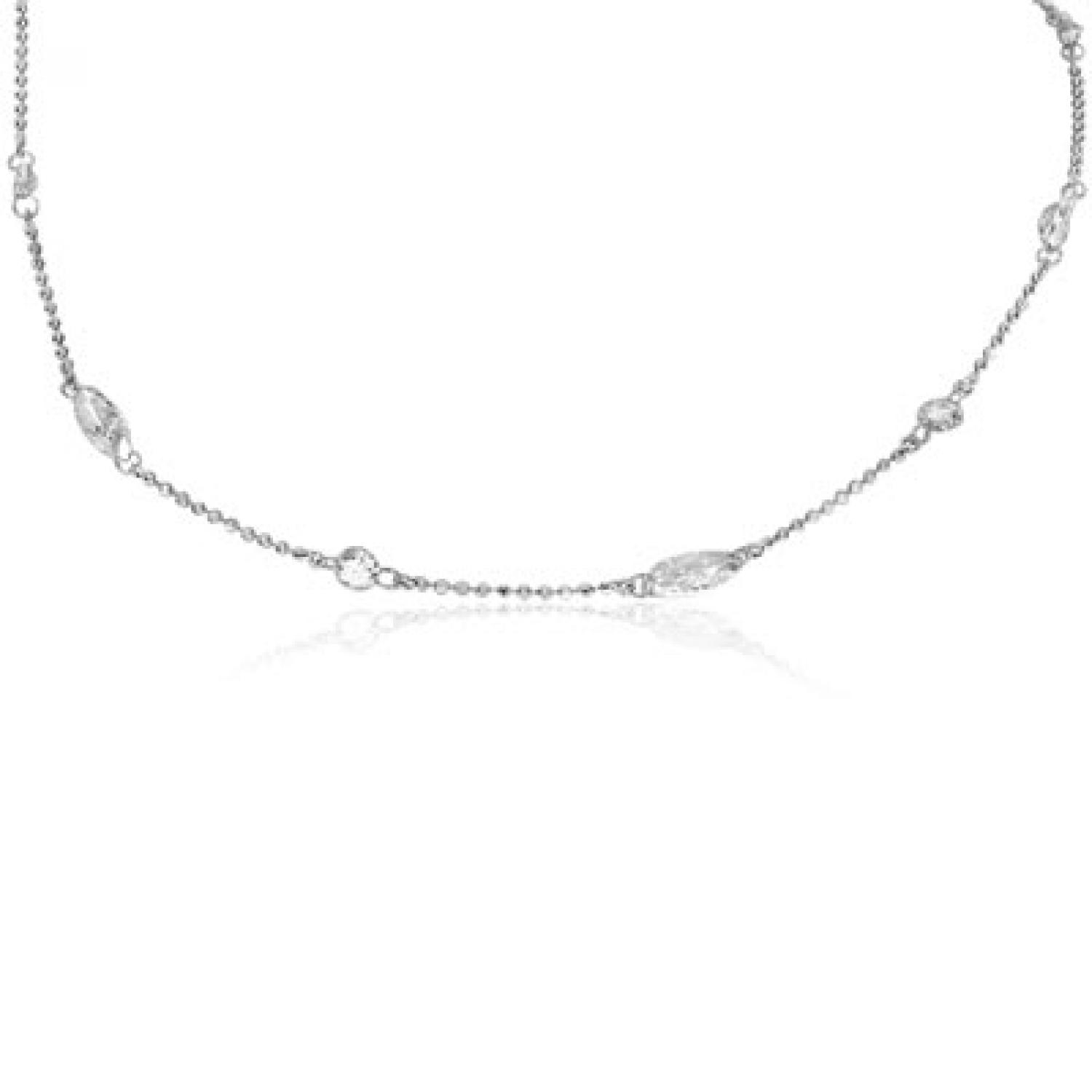 14K White Gold Marquise and Round Diamonds Dashing Diamond 18 inch Necklace