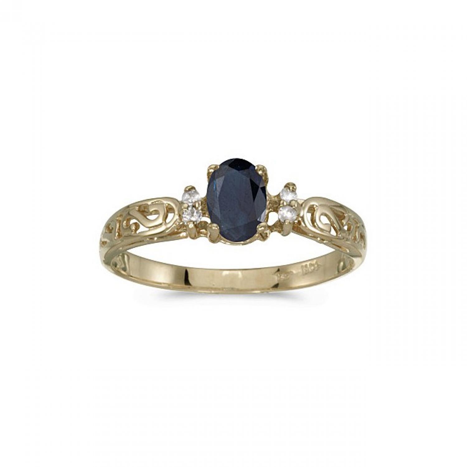 10k Yellow Gold Oval Sapphire And Diamond Ring