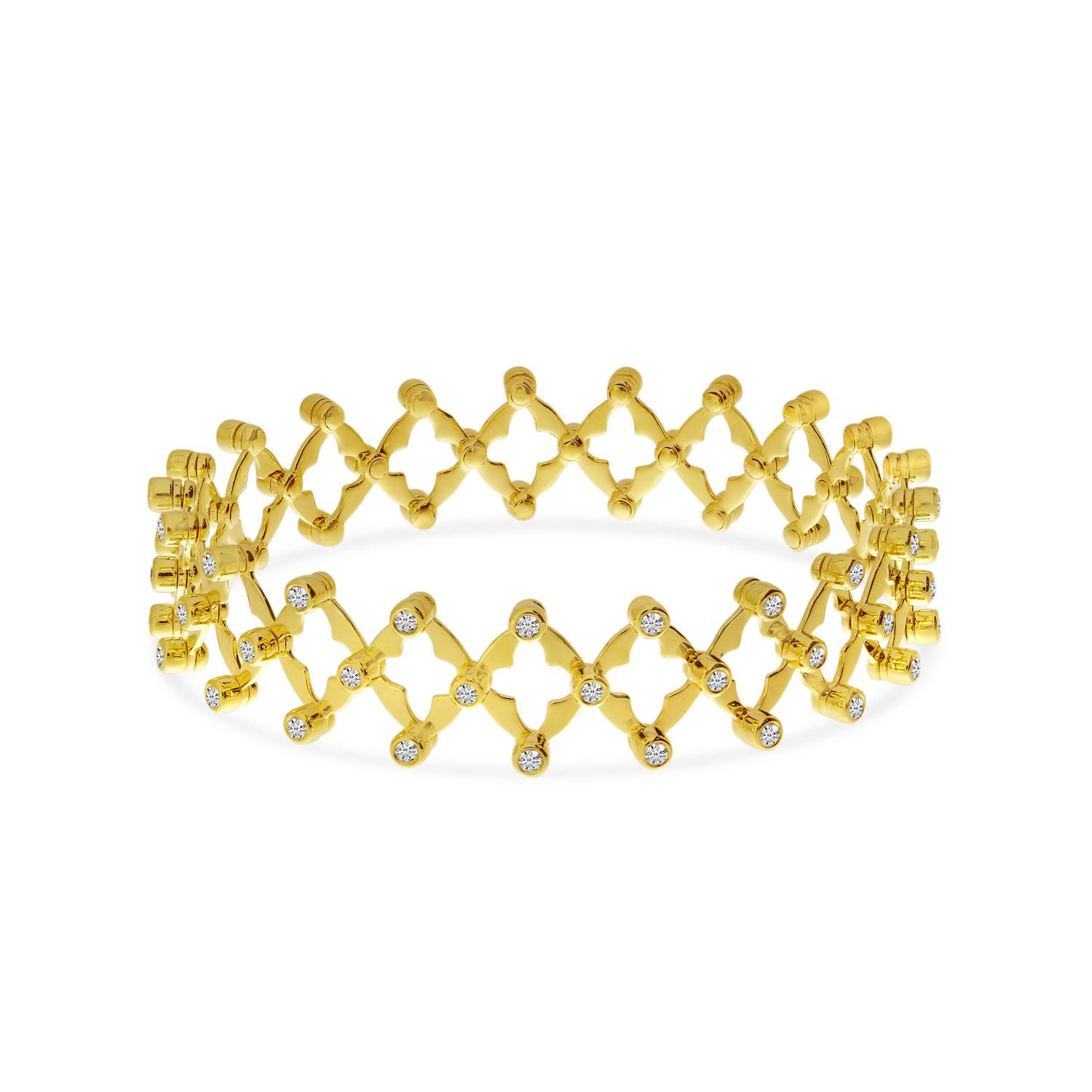 14K Yellow Gold Diamond Convertible Bracelet to Ring